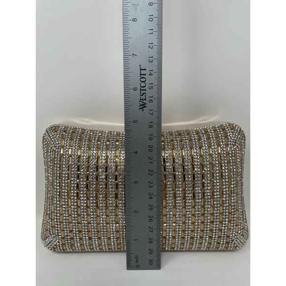 D'Margeaux evening clutch with gold and crystal stripes - Picture 10 of 11